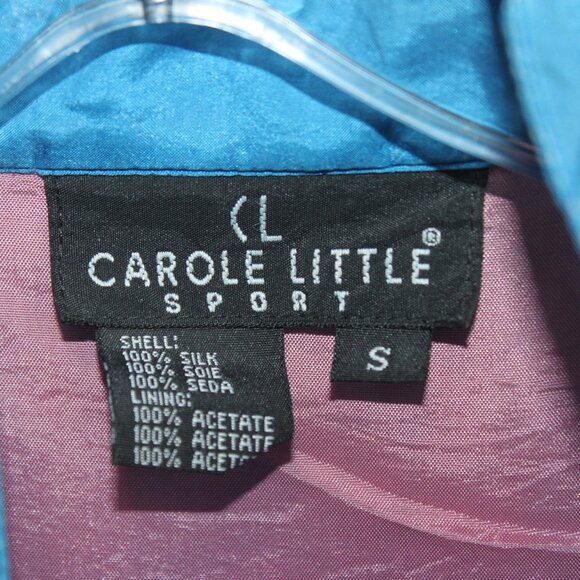 Vintage Carole Little Blue Quilted Silk Zip Up Home Coat Jacket - Picture 6 of 16
